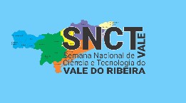 imagem com fundo azul com gráfico do mapa do Brasil em colorido, com título em cinza: SNCT VALE DO RIBEIRA